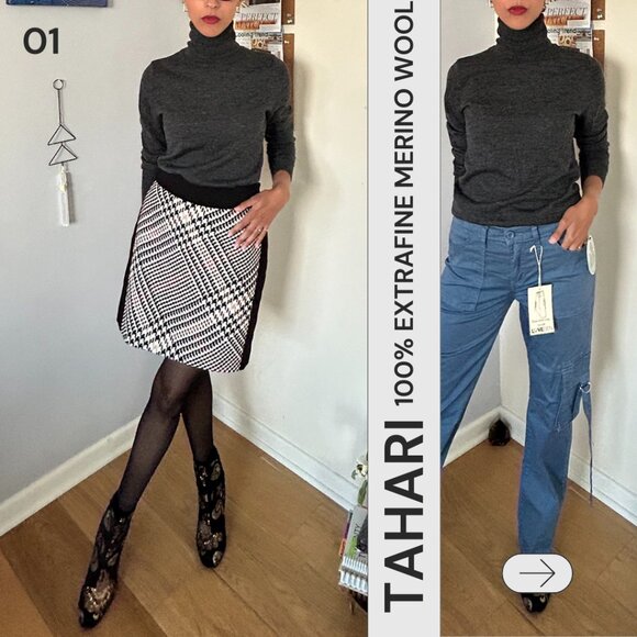 Tahari Size S Turtleneck Sweater – 100% Extrafine Merino Wool - Picture 3 of 8